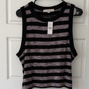 Cotton On Black and Pink Striped Tank Top